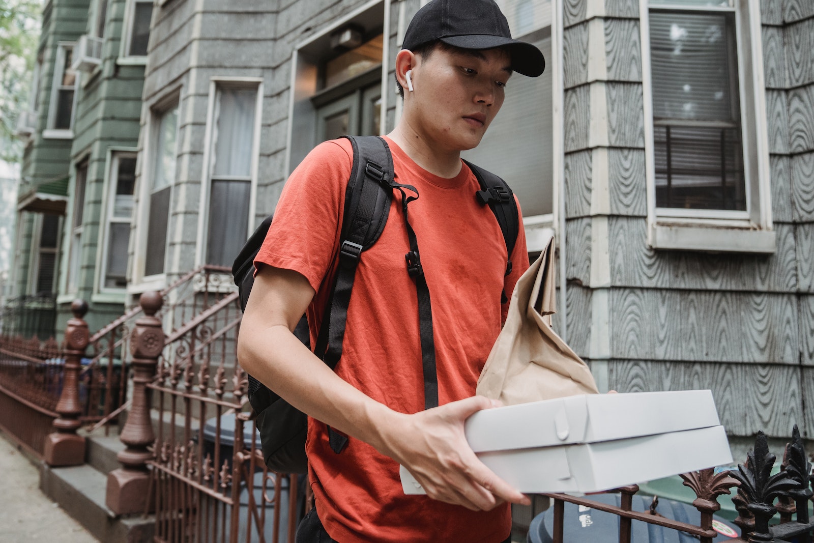 Courier Delivering Food Order